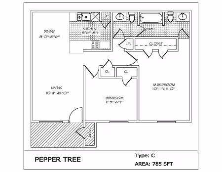 Two Bed / Two Bath 1312 floor plan